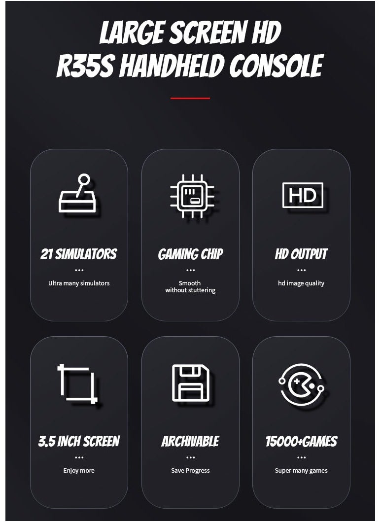 Generic - R35S Retro Handheld Video Game Console Linux System 3.5 Inch IPS Screen Portable Pocket Video Player 128GB Games Boy Gift - Image 1