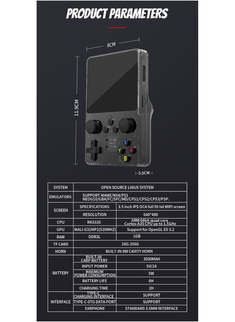 Generic - R35S Retro Handheld Video Game Console Linux System 3.5 Inch IPS Screen Portable Pocket Video Player 128GB Games Boy Gift - Image 1