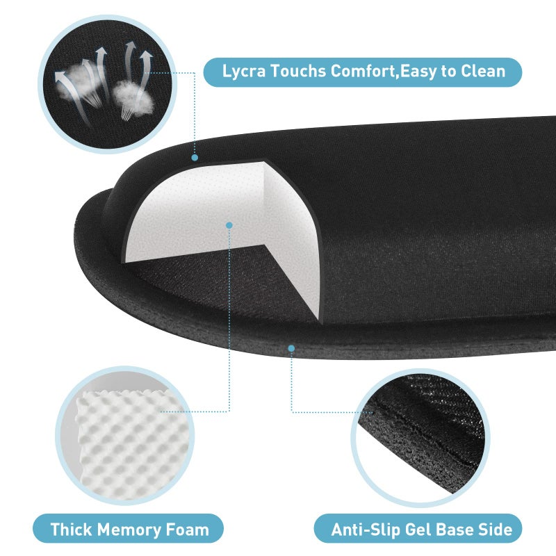 Yolanda Keyboard Wrist Rest Memory Foam, Easy Typing Pain Relief, Keyboard Mouse Pad Set for Computer, Laptop, Home & Office - Image 2
