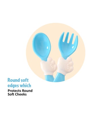 شوكة وملعقة ميكي للأطفال قابلة لإعادة الاستخدام خالية من البيسفينول أ سهلة الإمساك أزرق - view 3