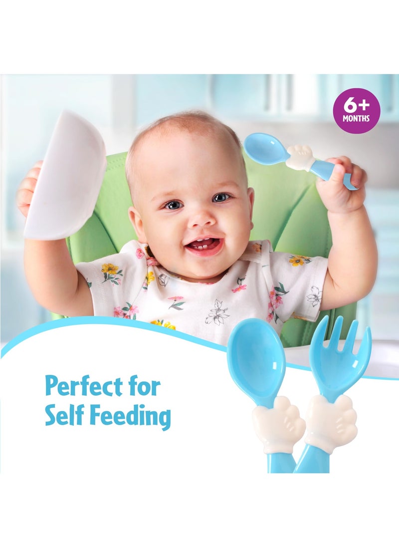 Disney - Mickey Dinnerware Fork & Spoon Set For Kids Reusable Bpa Free Easy To Hold  Blue - Image 1