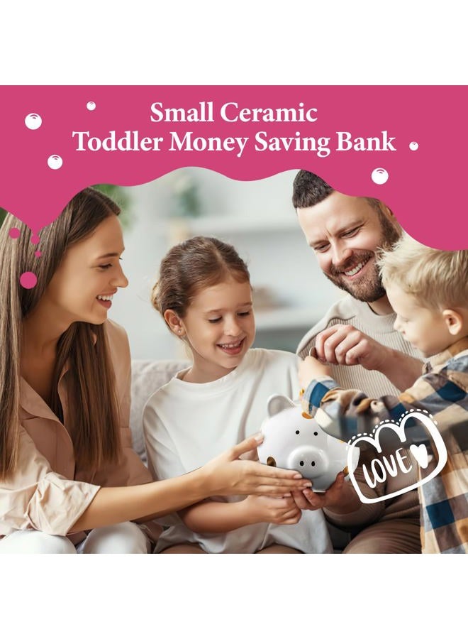 YJNSFT Piggy Bank for Girls, Small Ceramic Toddler Money Saving Bank for Boys, Porcelain Decor Coin Box, Little Decoration Pig Money Container, Unique Birthday Christmas New Year Gift for Kids (Pink) - Image 5