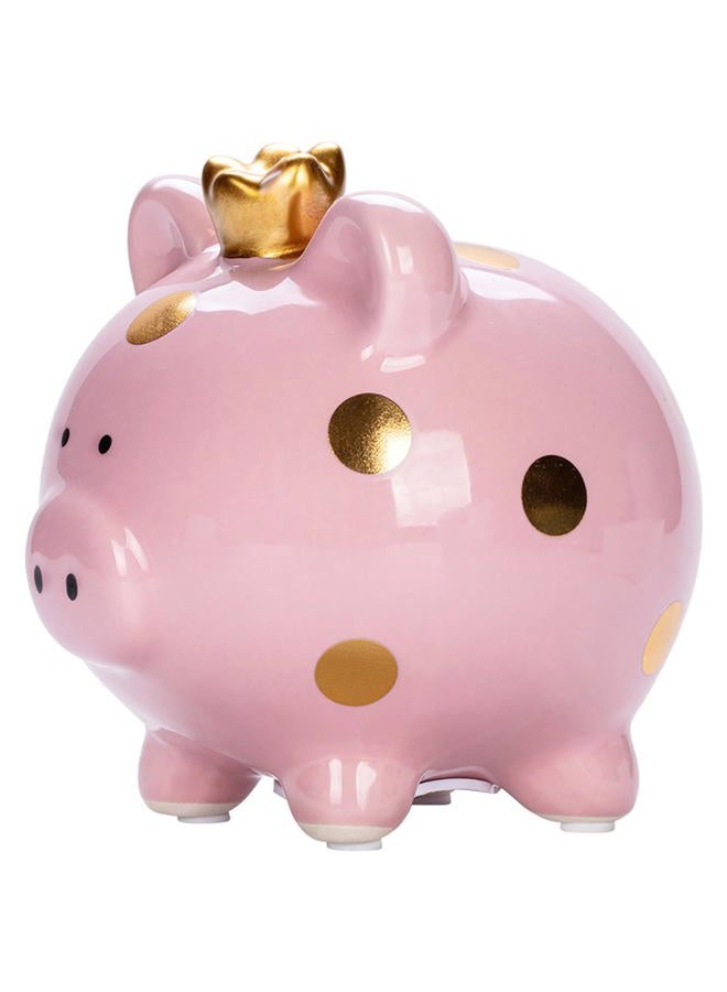 YJNSFT Piggy Bank for Girls, Small Ceramic Toddler Money Saving Bank for Boys, Porcelain Decor Coin Box, Little Decoration Pig Money Container, Unique Birthday Christmas New Year Gift for Kids (Pink) - Image 1