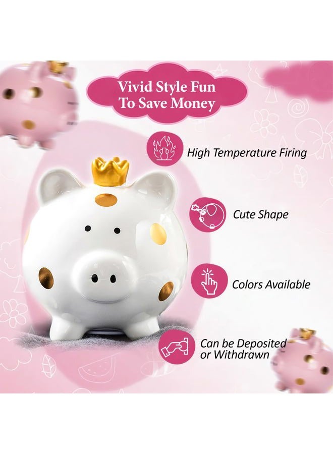 YJNSFT Piggy Bank for Girls, Small Ceramic Toddler Money Saving Bank for Boys, Porcelain Decor Coin Box, Little Decoration Pig Money Container, Unique Birthday Christmas New Year Gift for Kids (Pink) - Image 4
