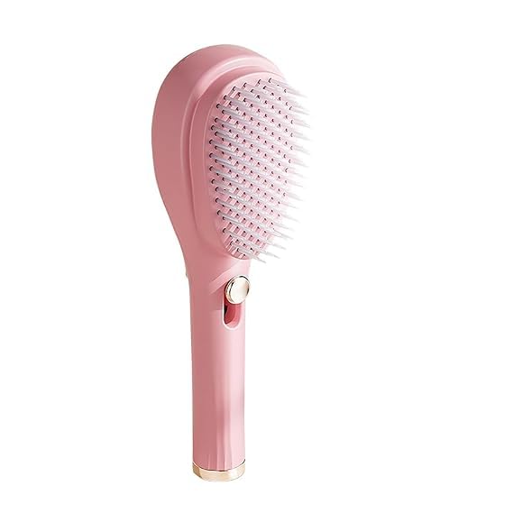 GABANIZ GABANIZ Retractable Hair Brush with SelfCleaning Bristles Ergonomic Handle AntiStatic Telescopic Design for All Hair Types and Wigs OneClick Cleaning Hair Comb for Women and Men Pink 01  - Image 2