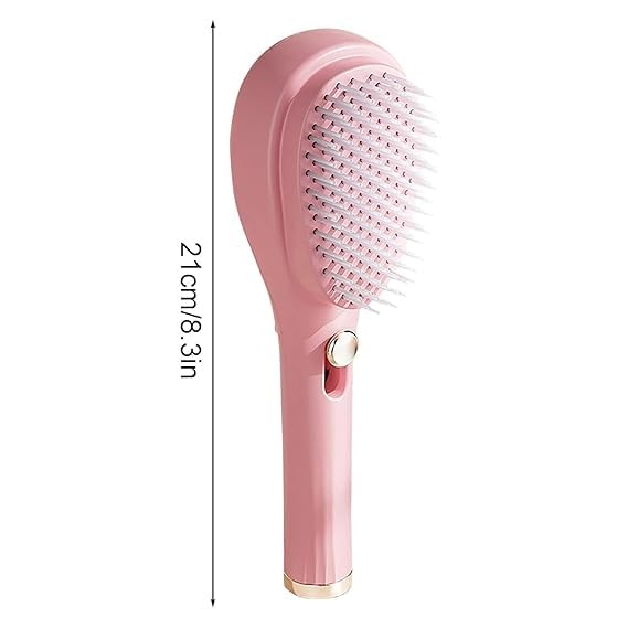 GABANIZ GABANIZ Retractable Hair Brush with SelfCleaning Bristles Ergonomic Handle AntiStatic Telescopic Design for All Hair Types and Wigs OneClick Cleaning Hair Comb for Women and Men Pink 01  - Image 4