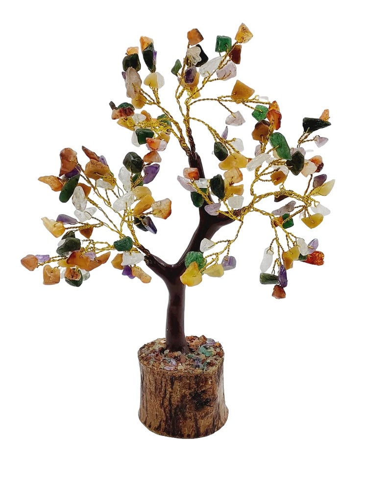 ARTISKRITI Seven Chakra Gemstone Crystal Bonsai Money Tree For Good Luck, Wealth & Prosperity Home Office Décor Spiritual Gift | Multicolor Chakra Tree,7 Cm - Image 3