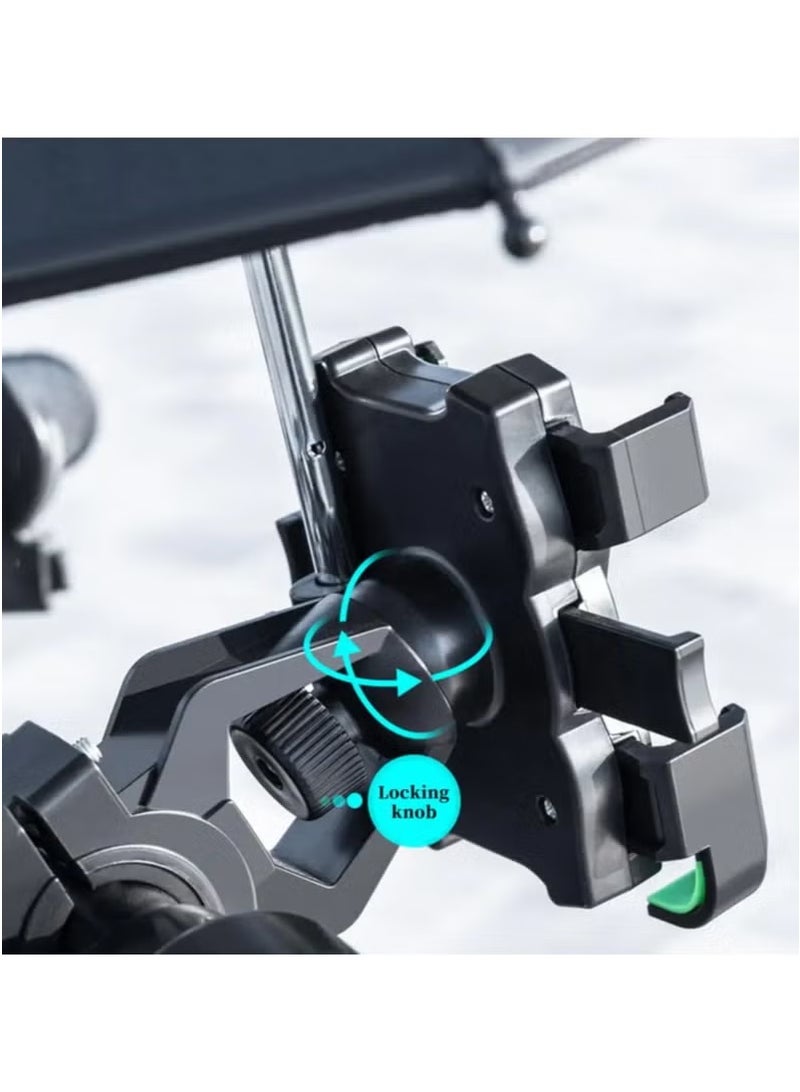 jisimu Adjustable Bicycle Mount Phone Holder Motorbike Mobile Bicycle Motorcycle Anti-slip Shock-proof Phone Mount Stand With Small Waterproof Umbrella For iPhone And Samsung  - Image 3