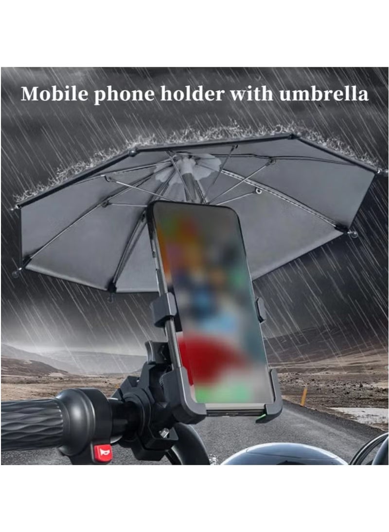 jisimu Adjustable Bicycle Mount Phone Holder Motorbike Mobile Bicycle Motorcycle Anti-slip Shock-proof Phone Mount Stand With Small Waterproof Umbrella For iPhone And Samsung  - Image 4