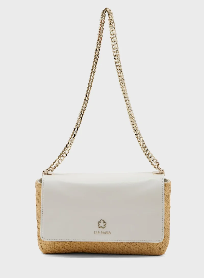 Ted Baker Magdie Magnolia Eyelet Raffia Crossbody Bag