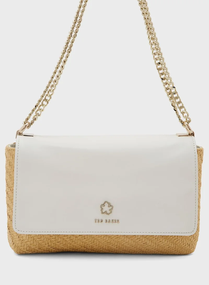 Ted Baker Magdie Magnolia Eyelet Raffia Crossbody Bag