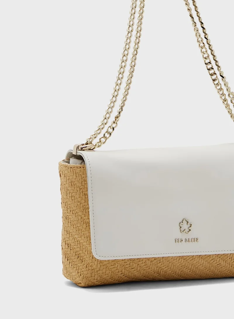 Ted Baker Magdie Magnolia Eyelet Raffia Crossbody Bag