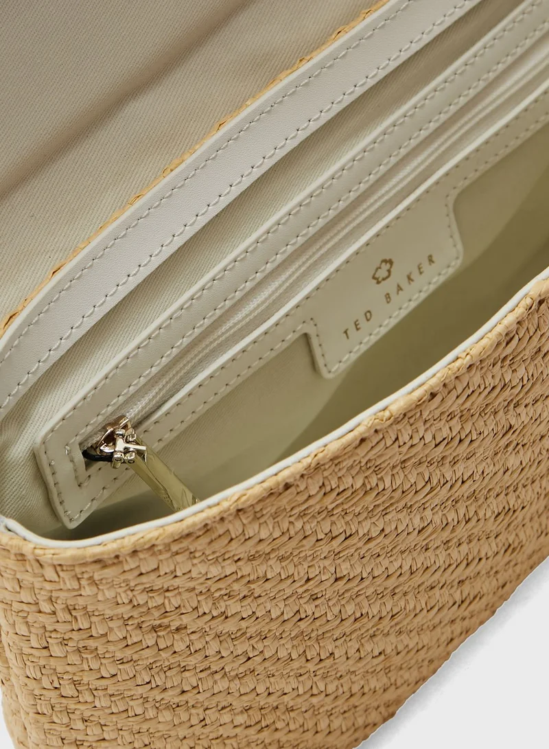 Ted Baker Magdie Magnolia Eyelet Raffia Crossbody Bag