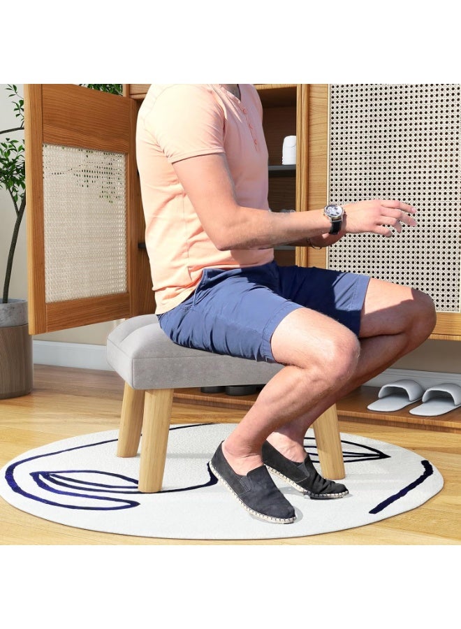 Footstool, Small Ottoman Chair with Wooden Legs, Modern Padded Sofa Seat Foot Rest, Sofa Footrest for Living Room Entryway 15.74" D×11.81" W×10.62" H Grey - Image 5