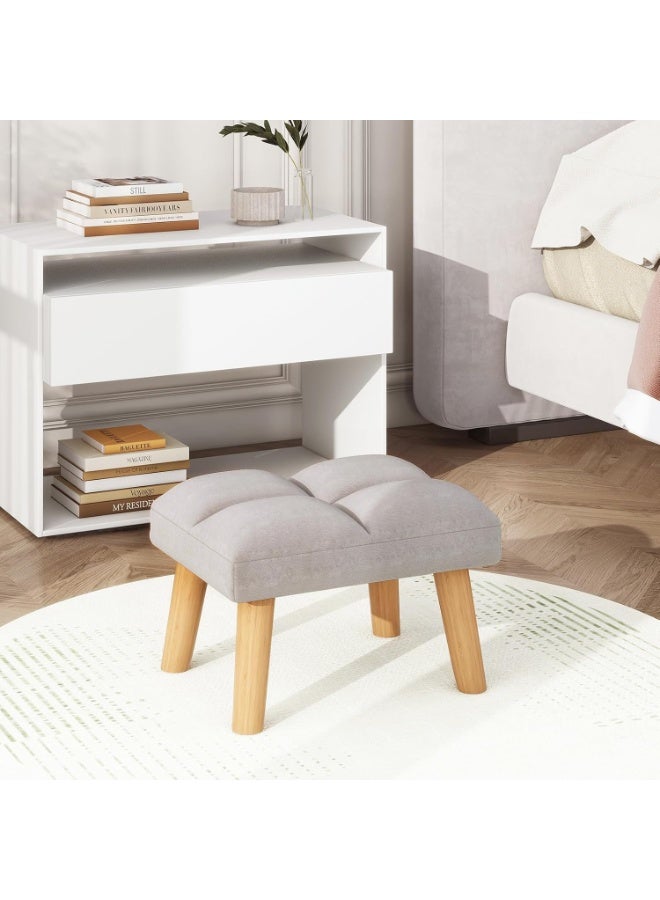 Footstool, Small Ottoman Chair with Wooden Legs, Modern Padded Sofa Seat Foot Rest, Sofa Footrest for Living Room Entryway 15.74" D×11.81" W×10.62" H Grey - Image 4