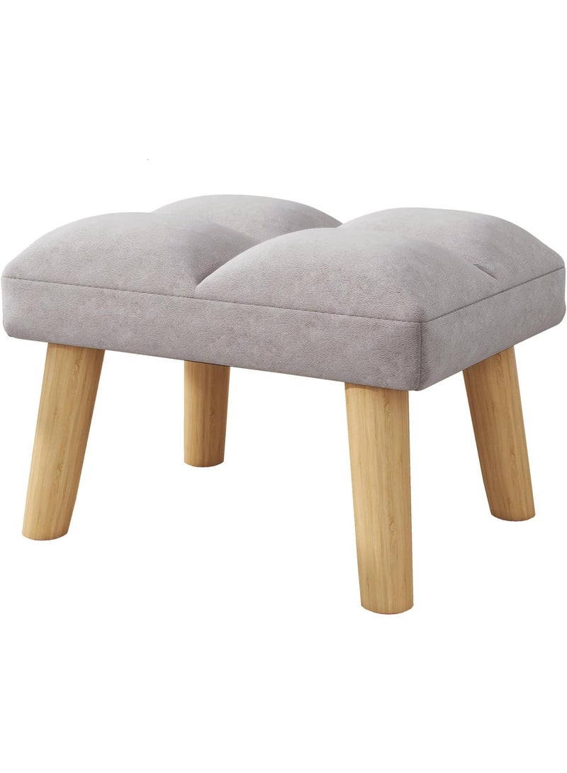 Footstool, Small Ottoman Chair with Wooden Legs, Modern Padded Sofa Seat Foot Rest, Sofa Footrest for Living Room Entryway 15.74" D×11.81" W×10.62" H Grey - Image 1