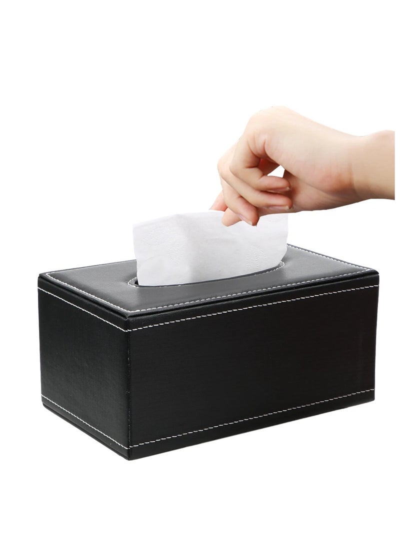 Reko Tissue Box Cover Leather Rectangular Facial Tissue Box Holder, Modern Napkin Storage Caddy with Magnetic Bottom - Image 1