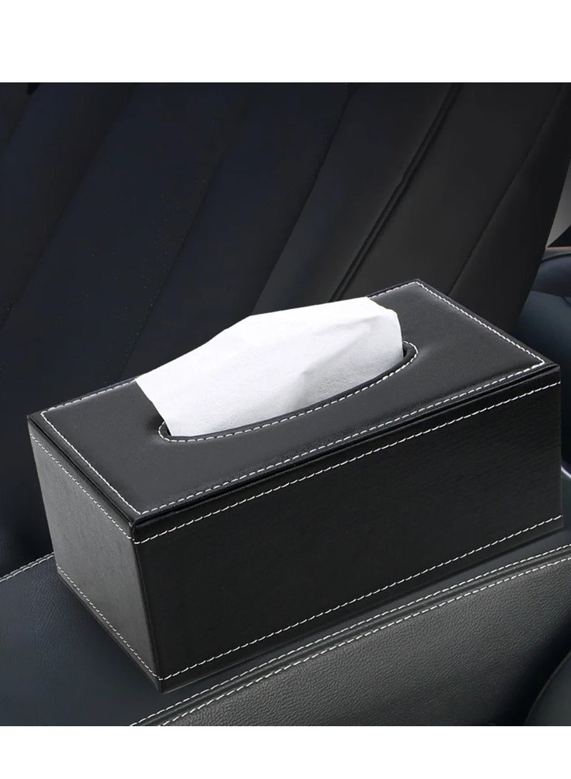 Reko Tissue Box Cover Leather Rectangular Facial Tissue Box Holder, Modern Napkin Storage Caddy with Magnetic Bottom - Image 2