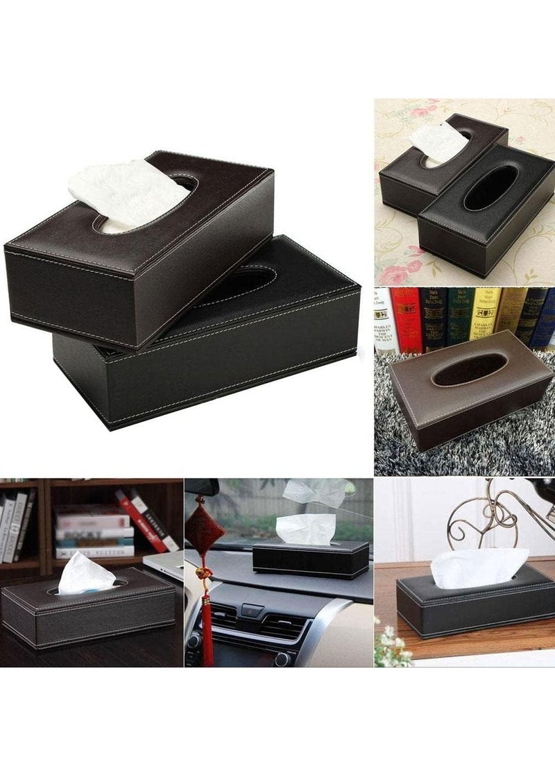 Reko Tissue Box Cover Leather Rectangular Facial Tissue Box Holder, Modern Napkin Storage Caddy with Magnetic Bottom - Image 5