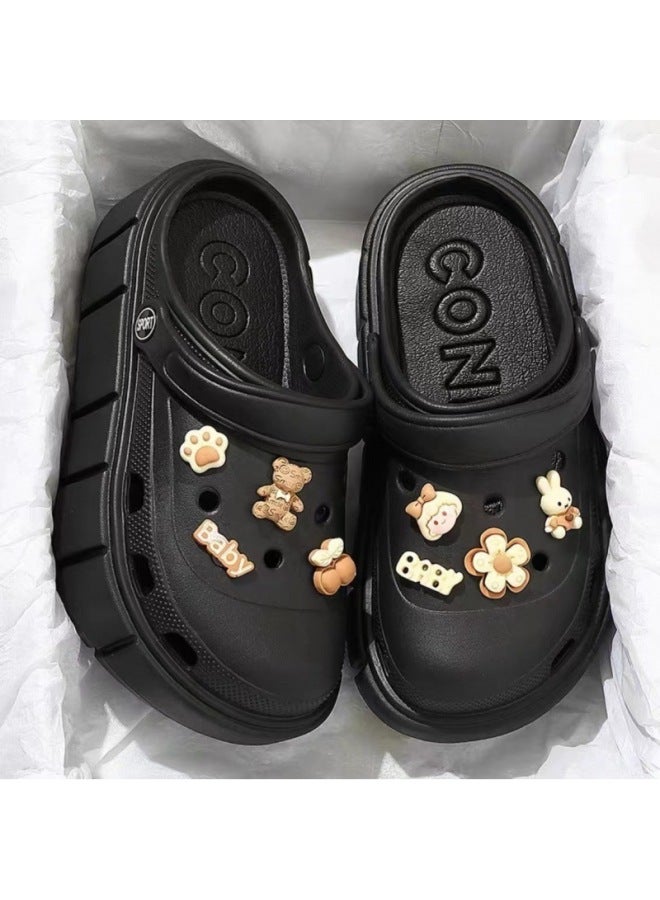 Chunky Crocs For Women Summer New Trendy Princess Closed-toe Cloud Comfort Cute Sandals Slippers Outdoor Wearable
