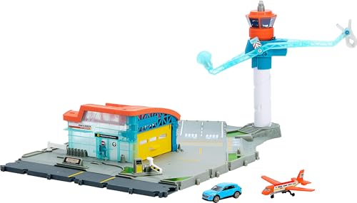 Matchbox Toy Car Playset Takeoff Adventure Airport Set with DieCast Audi in 164 Scale Plastic Plane TakeOff Landing Feature Storage - Image 1