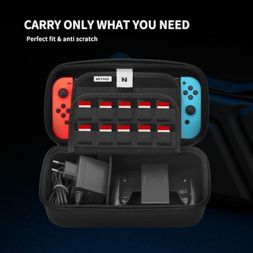 NiTHO SWITCH/SWITCH LITE ARMOUR CASE XL, Carry Case Compatible with Nintendo Switch/Lite Console & Accessories Black Protective Hard Portable Travel Case Shell Pouch - Image 3