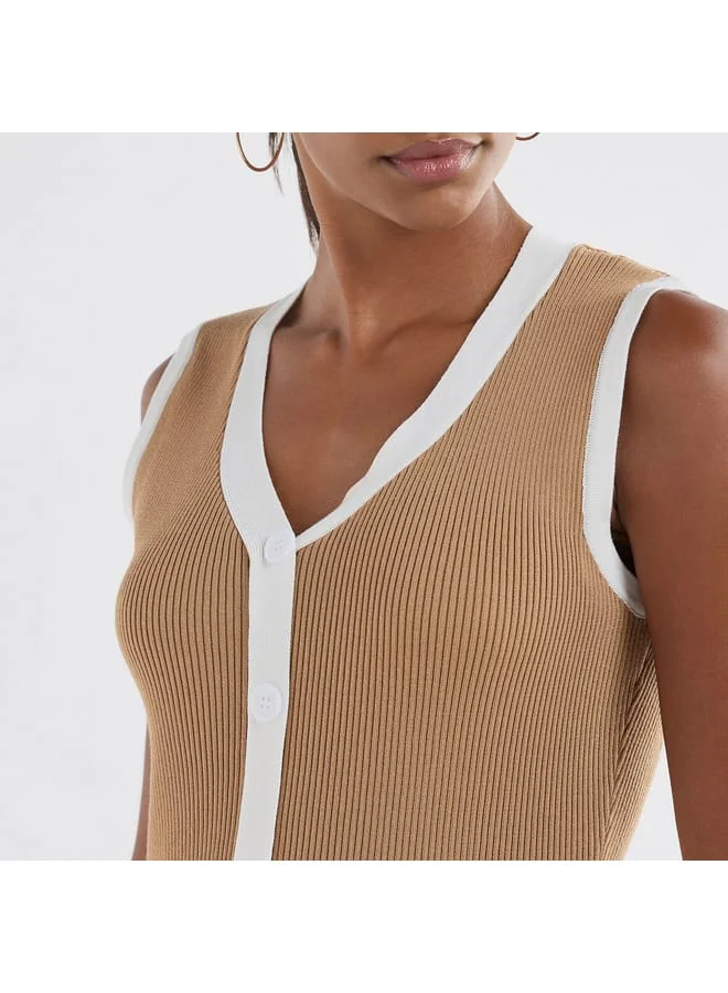 Splash FAV Ribbed Sleeveless Midi Dress