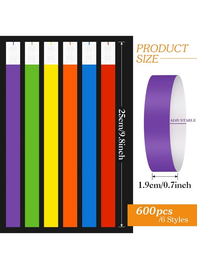تاوباري 600 قطعة من أساور المعصم الورقية النيون المقاومة للماء للمناسبات، أساور حفلات بالجملة، عبوة متعددة الألوان، أساور لاصقة، أساور تعريف للحفلات الموسيقية والفصول الدراسية (بأسلوب النيون) - Image 2