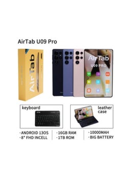 AirTab 8 -Inch Smart Tablet U09 PRO Android 13 Tablet With 1TB Storage and 16GB RAM Quad Core Wi-Fi LTE Dual Sim with Keyboard - BLACK  - Image 1