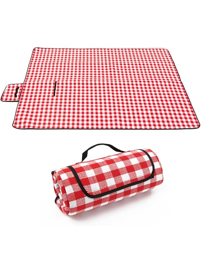 Green Tiger Airnuvola Foldable Picnic Blanket Waterproof Beach Blanket, 200 * 200CM Extra Large Foldable Outdoor Camping Mat Widen Picnic Mat, Red Check - Image 1