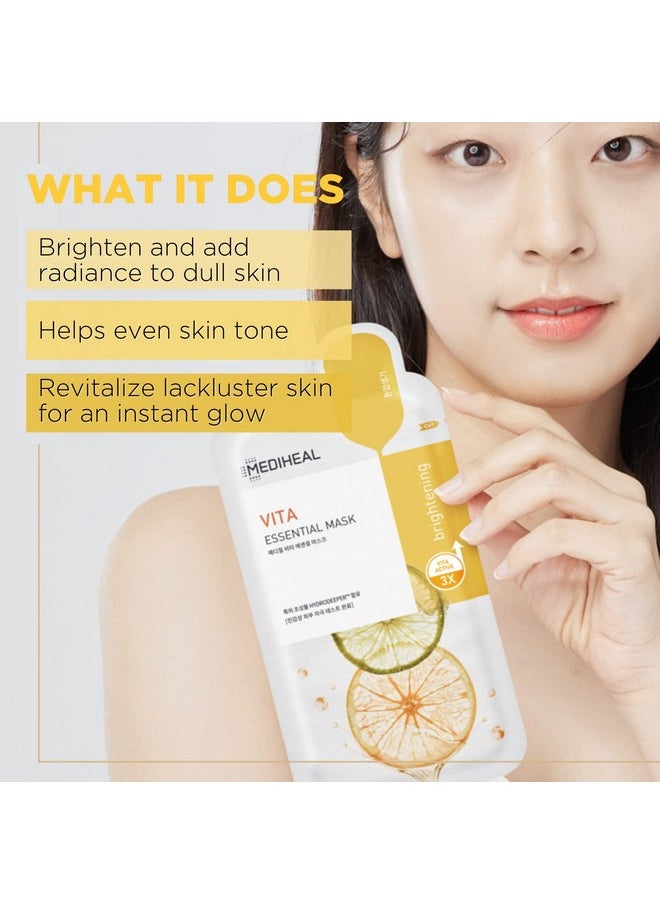 MEDIHEAL Ediheal Best Korean Sheet Mask Vita Essential Face Mask 4 Sheets Vitamin Mask For All Skin Types Smoothing Tightening Toning Up Brightening  - Image 3