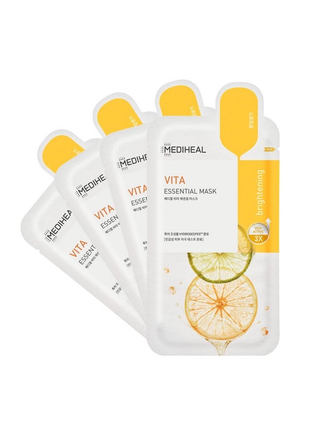 MEDIHEAL Ediheal Best Korean Sheet Mask Vita Essential Face Mask 4 Sheets Vitamin Mask For All Skin Types Smoothing Tightening Toning Up Brightening  - Image 2