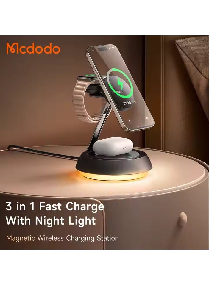 Mcdodo 3-in-1 Magnetic Wireless Charging Station with Ambient Night Light CH-4950 - Image 3