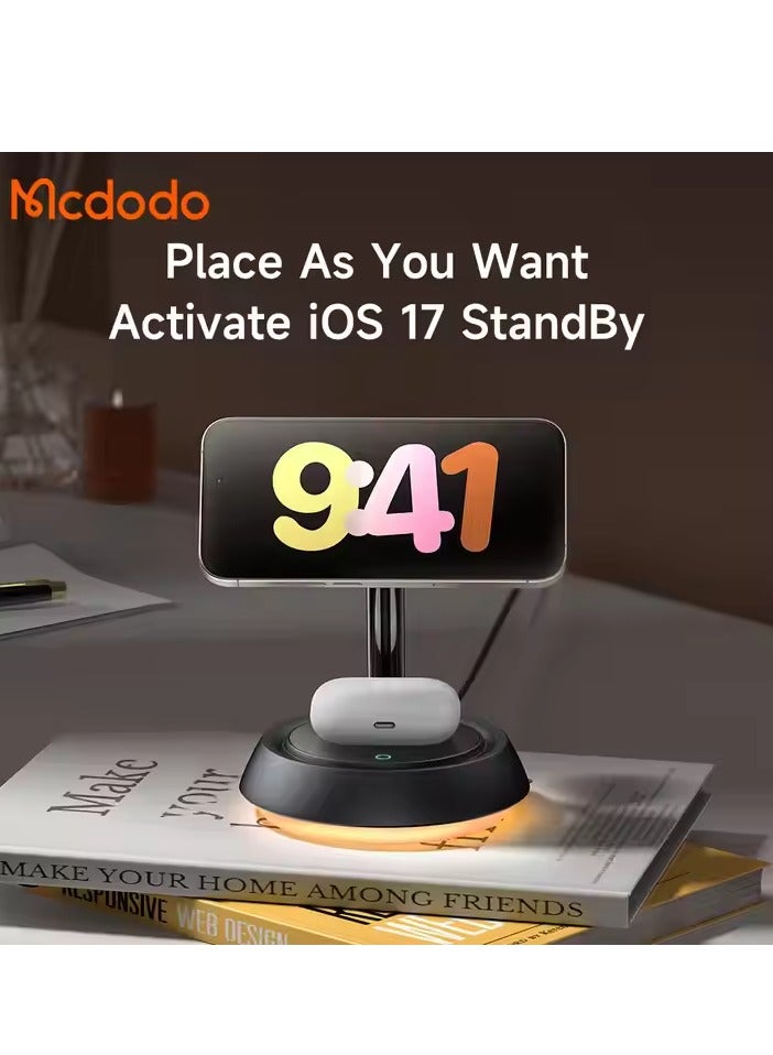 Mcdodo 3-in-1 Magnetic Wireless Charging Station with Ambient Night Light CH-4950 - Image 4
