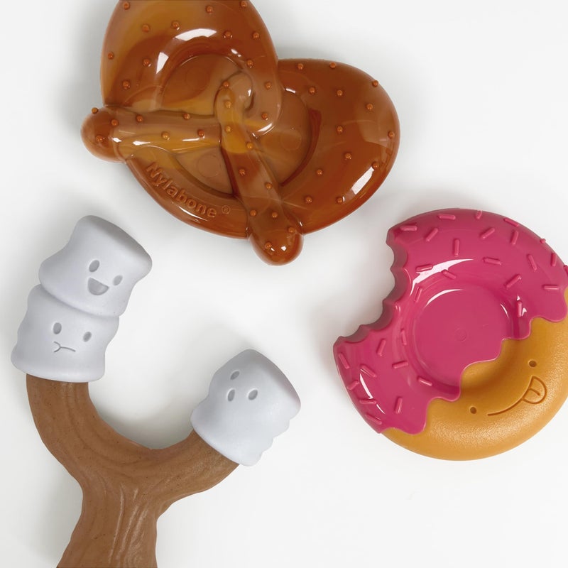 Nylabone Power Chew Toy Bundle Cute Dog Toys for Aggressive Chewers Bacon Glazed Toasted Marshmallow and Peanut Butter Flavors Large Dogs Up to 50 lbs 3 Pack