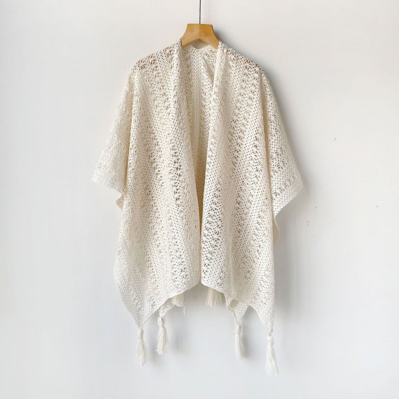 Shawl Outerwear for Women - Vintage Ethnic Style, Hollow-Out Design