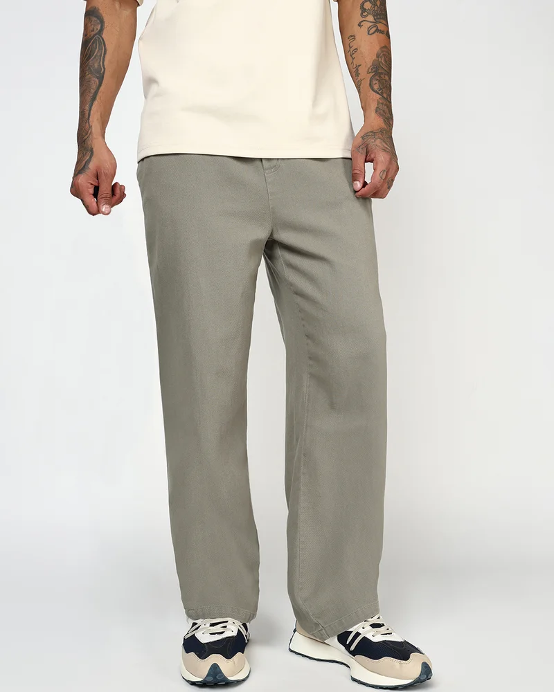 بيواكوف Men's Sage Green Casual Pants
