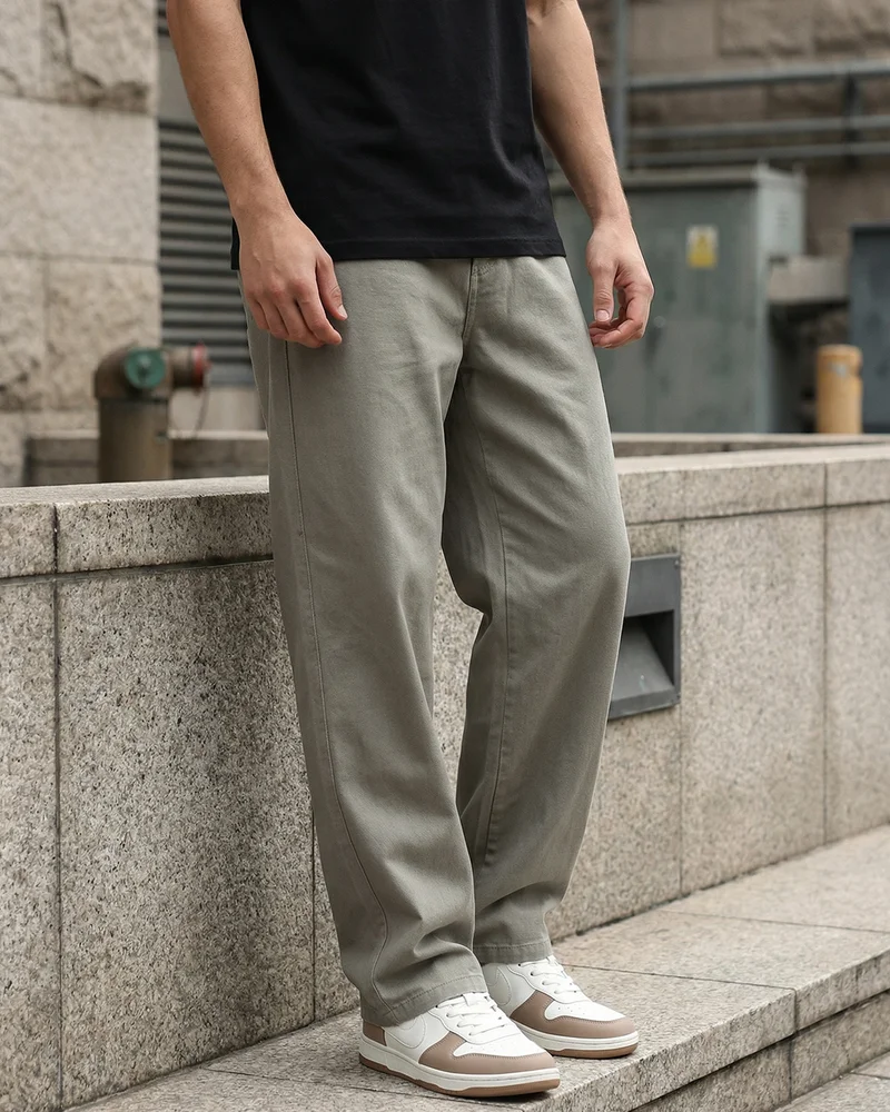 بيواكوف Men's Sage Green Casual Pants