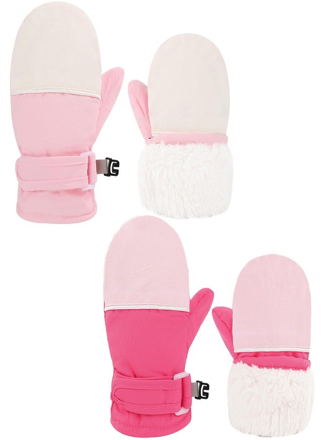 ENBAOHUI Baby Gloves Toddler Snow Glove Waterproof Mittens Fleece Lined Winter Kids Infant Ski Mitten for Boys Girls Pinkwhite&Rosepink 6-24Months