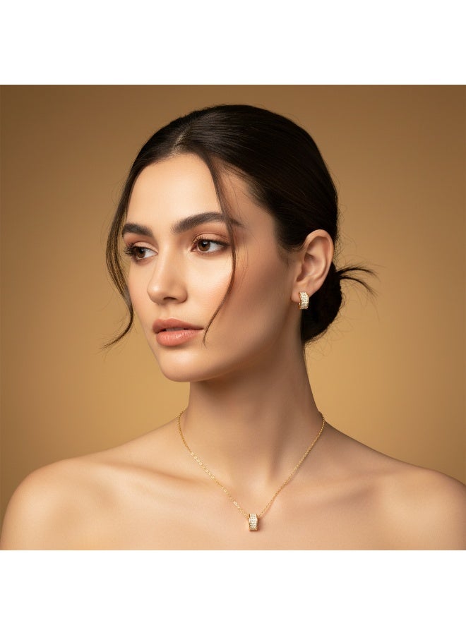 MTZ Women Jewelry Set, 14K Gold Plated Dainty Pendant Necklace & Stud Earrings Set for Wedding Party Daily Wear - Image 2