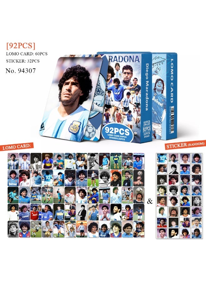 NIBEMINENT 92 قطعة من بطاقات لاعب كرة القدم دييغو أرماندو مارادونا ليمو لجمع الهدايا لعشاق كرة القدم - Image 1