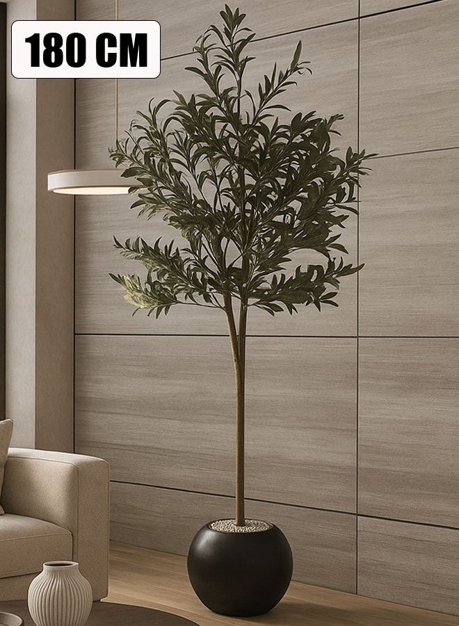 كادي ون شجرة زيتون ارتفاع 180 سم مع اصيص اسود كبير بتصميم جذاب اجعل منزلك اكثر اناقة - Image 1