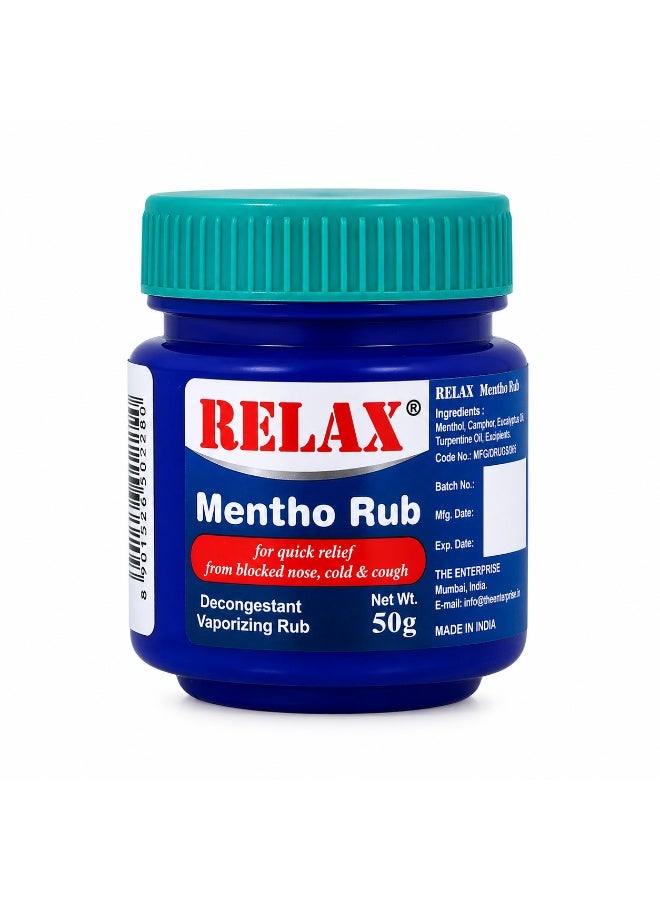 Relax Mentho Rub Decongestant Vaporizing Rub, 50g - Image 1
