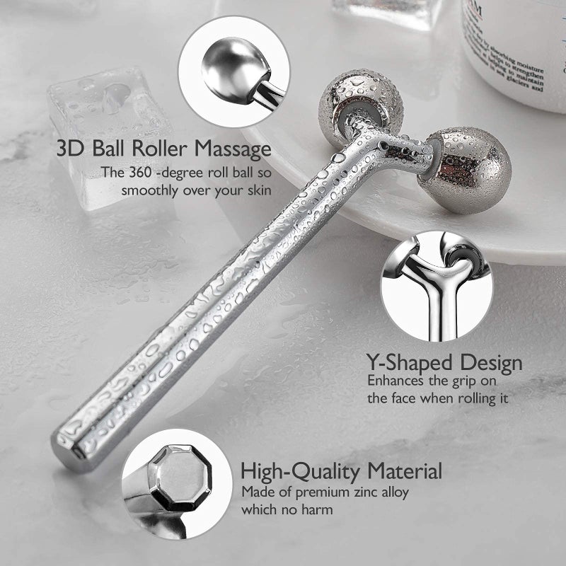 Tekson Faical Roller Massager, 3D Metal Face Massage Tool for Reduce Puffiness, Remove Eye Wrinkles, Face Lift, Increase Firmness, Anti-Aging, Skin Tightening (Zinc Alloy) - Image 3