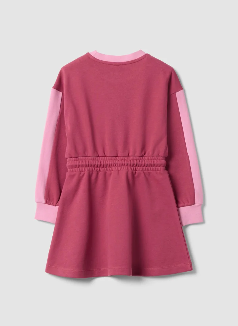 Ovs OVS Girlsâ€™ Pink Cotton-Blend Dress With Lilo & Stitch Print
