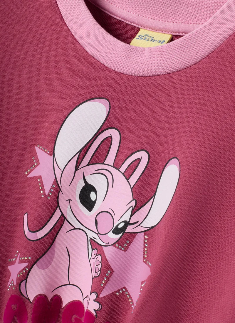 Ovs  OVS Girlsâ€™ Pink Cotton-Blend Dress With Lilo & Stitch Print for Women | Best Price UAE