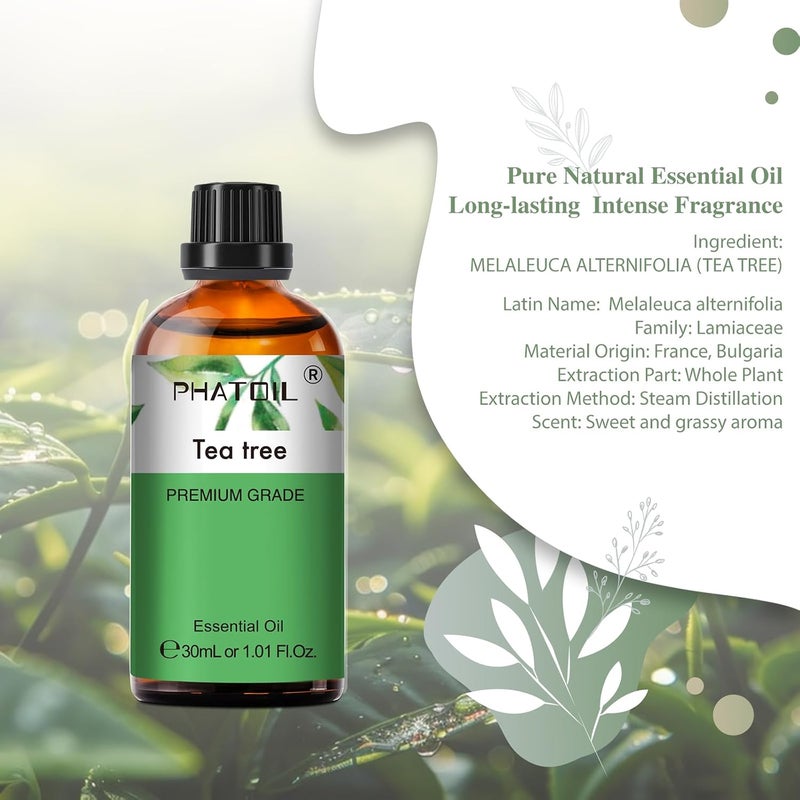 PHATOIL 1.01FL.Oz Tea Tree Essential Oil, for Aromatherapy Diffusers, Humidifiers, Great for DIY Candle and Soap Making, Gift for Friend(30ML) - Image 2