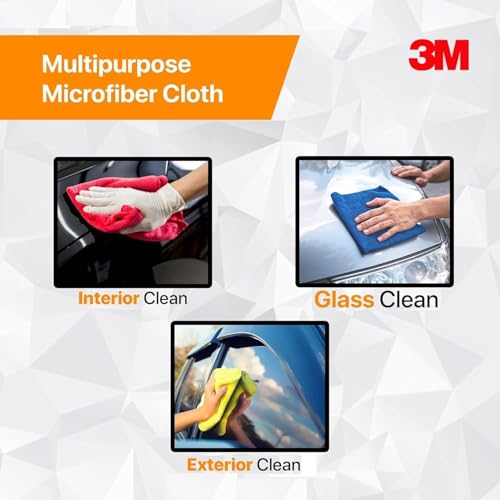 3M Auto Care Microfiber Multicolor Cloth, Multipurpose Car Cleaning Cloth, Streak & Lint Free (40.64cmX40.64cm Each, Pack of 6) - Image 3