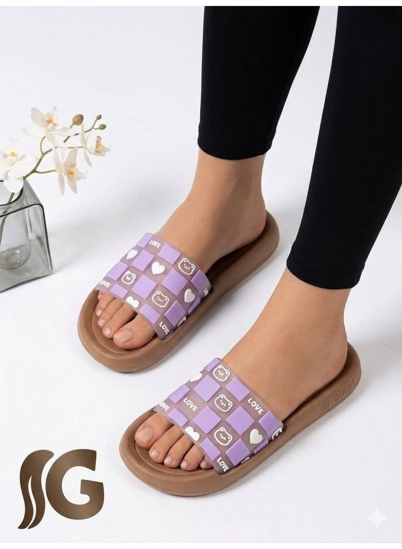 سليبر نسائي وش سيلكون نعل رابر طبي لون موف - Image 1