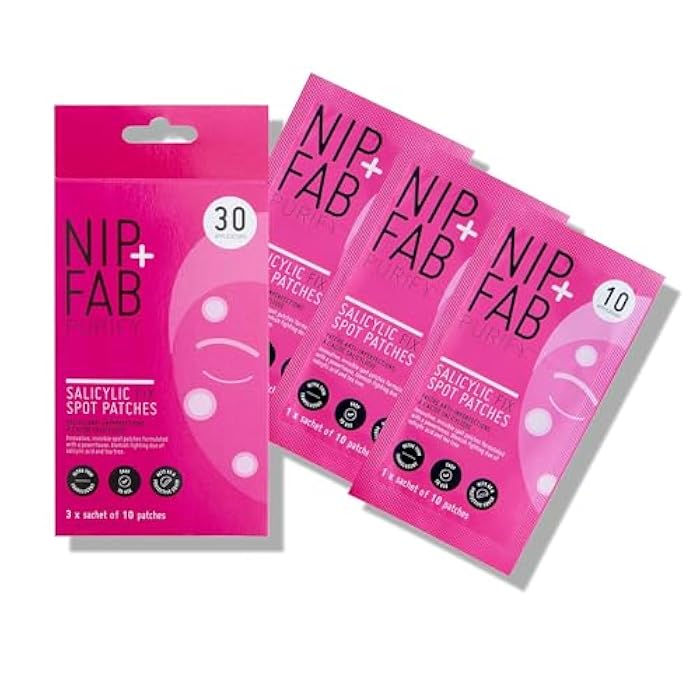 NIP+FAB Nip + Fab Salicylic Acid Fix Spot Patches for Face with Tea Tree Blemishes Dark Spots Patch, 30 Count, (SKSALSPBOX) - Image 1
